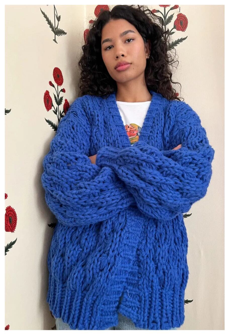 new Lisa Says Gah Stevie Chunky Cardigan in Blueberry Size XS/S